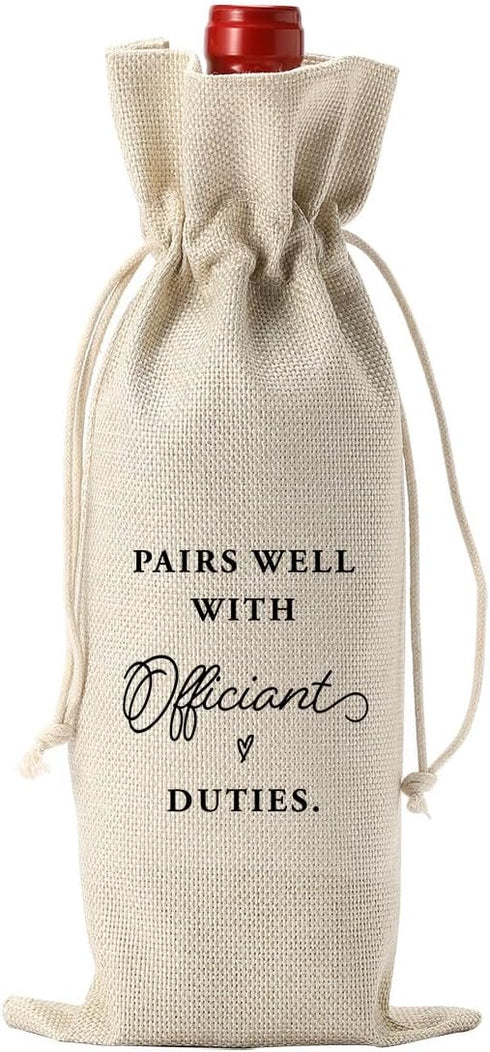 Officiant Gifts for Wedding Day Wine Bag, Officiant Wine Gifts Bag, Gift Ideas for Wedding Officiant Wine Bag, Wedding Officiant Wine Bag, Pairs W...