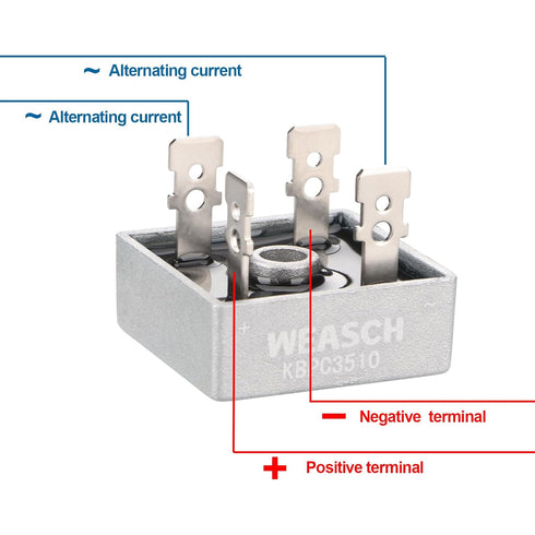 2Pcs Bridge Rectifier Diode, KBPC3510, AC to DC, 1000V 35A, 4 Pin, Full Wave Single Phase Metal Housing Bridge Rectifier (2)...