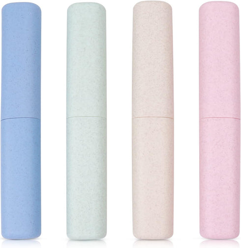 4 Pack Travel Toothbrush Case Portable Toothbrush Carrier Case Plastic Toothbrush Storage Case Cover Toothbrush Cup Container for Traveling, Campi...