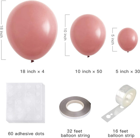 Dusty Pink Balloons Various Sizes 5 Inch 10 Inch 18 Inch Dusty Rose Wedding Bridal Shower Boho Baby Shower Decorations 87 Pcs...