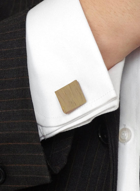 Men's Natural Wood Cufflink Tie Clip Set Round Cufflinks Tie Bar Set with Gift Box...