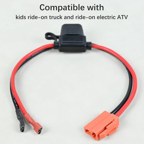 Battery Wire Harness Connector Compatible with Ride On Vehicle with red 2 pins Connector, 12 Gauge Wire with 40Amp Replaceable Fuse...