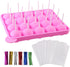 CCINEE 20 Cavity Silicone Cake Pop Mold with 30 pcs of Clear Cellophane Treat Bags 20 pcs Lollipop Sticks and 30 pcs Twist Ties in 6 Colors for Ca...