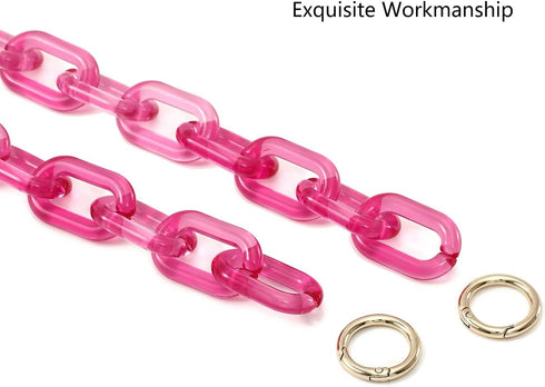 Yichain Chunky Acrylic Purse Strap Bag Chain Handle Replacement,Handbag Purse Making Accessory Decoration (Rose)...