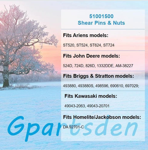 8PK 51001500 Snow Blower Shear Bolts & Nuts Fits for Ariens 5/16" 510015 Snowthrowers...