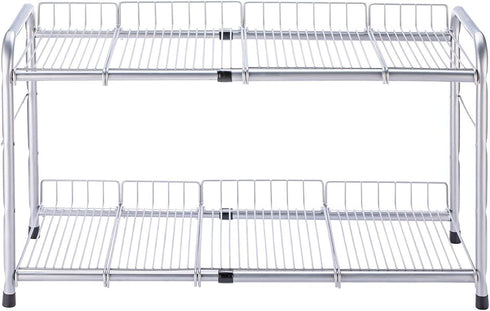 Flagship 2 Tier Under Sink Organizers and Storage Rack Expandable Cabinet Shelf Rack for Kitchen Bathroom Silver (16-25 inches)...