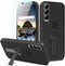 Case for AT&T Motivate Max U668AA / Cricket Ovation 3 Phone Case with Glass Screen Protector 360° Rotatable Folding hidden Kickstand/Stand Silicon...