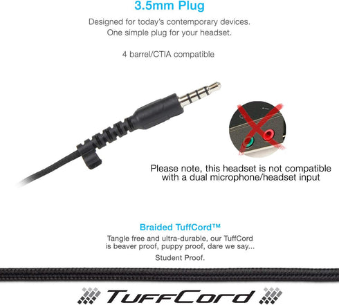 Cyber Acoustics Stereo PC Headset (AC-4000), 3.5mm Connection, Noise Canceling Microphone for PC, Mac and, Tablets, Perfect for Classroom or Home...