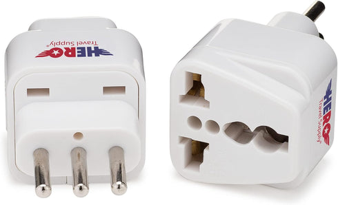 Hero Premium US to Italy Power Adapter Plug (Type L, Pack of 3, Grounded)...