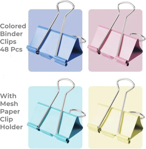 Binder Clips - 48 Pcs 1 Inch, Paper Binder Clips with Paper Clip Holder for Desk, Medium Paper Clamps for Office, School, Home...
