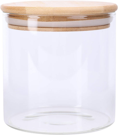 Lawei 4 Pack Glass Storage Jars with Airtight Bamboo Lids, 18.6 OZ Clear Glass Kitchen Canisters Food Storage Container for Dry Goods, Serving Tea...