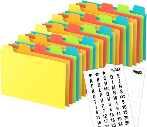 Chell 3x5 Poly Index Card Dividers, Heavyweight Index Card Guides A-Z for Flash Cards and Recipe Cards, with Alphabetical/Blank Stickers, Pack of ...