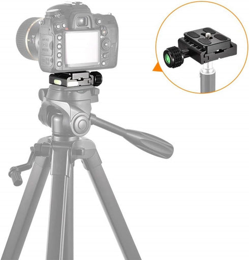 UTEBIT 50mm Arca Swiss Quick Release Plate, Aluminum QR Clamp Adapter Set with 3/8"&1/4" Screw Hole, Built-in Bubble Level Compatible with Manfrot...