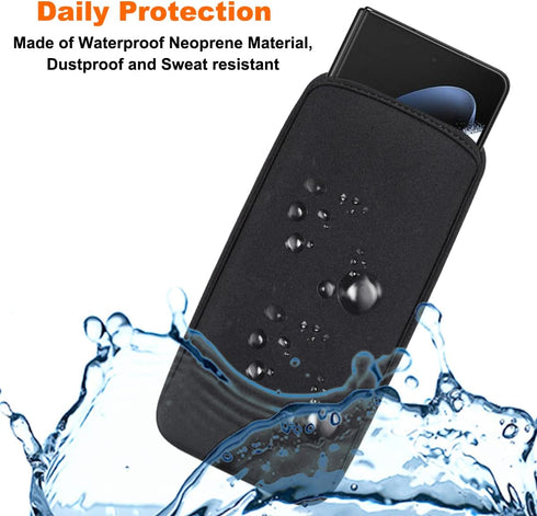 [2 Pack Phone Sleeve for Samsung Galaxy Z Fold 5 / Z Fold 4, Neoprene Waterproof Shock Absorbing Pouch Case for Z Fold 3 - Black...