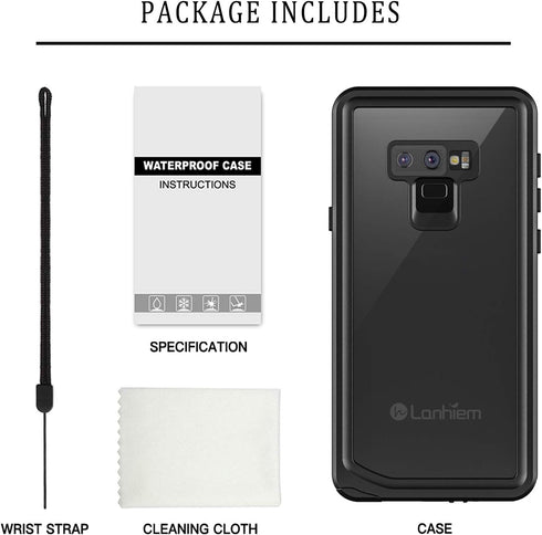 Lanhiem for Galaxy Note 9 Phone Case, IP68 Waterproof Dustproof Shockproof Case with Built-in Screen Protector, Full Body Underwater Protective Cl...