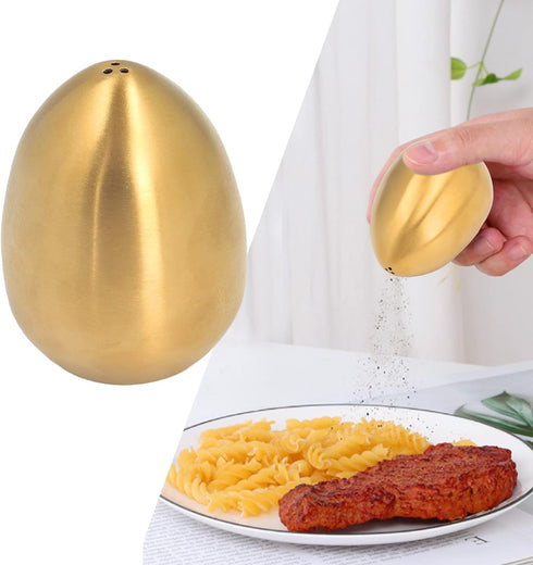 Spice Shaker, Stainless Steel Egg Shaped Spice Jar Pepper Shaker for Home and Kitchen Utensils(Gold)...