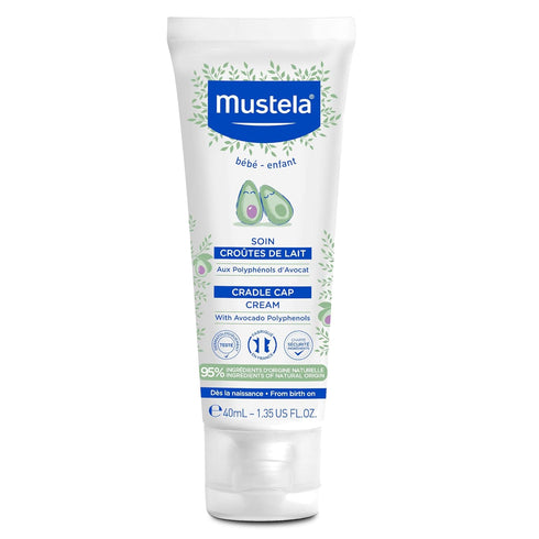 Mustela Baby Cradle Cap Cream - Newborn safe - with Natural Avocado - Paraben Free & Fragrance Free - 1.35 Fluid Ounce...