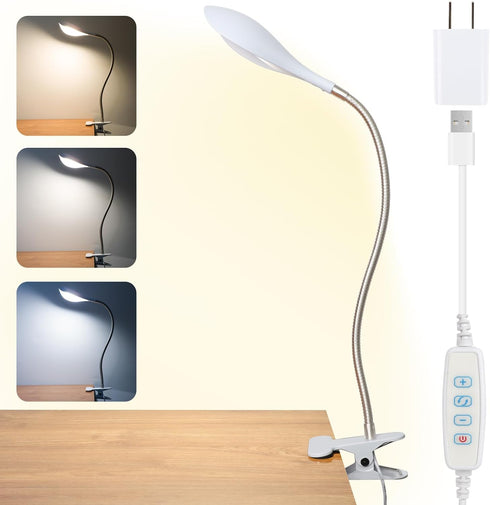 Desk lamp Eye-Caring Table Lamps, 360°Rotation Gooseneck Clip on Lamp Reading Light, Portable Reading Book Light, Clamp Light, Study Desk Lamps fo...