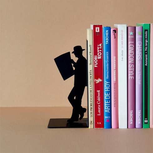 The Reader' Bookend – Decorative Metal Book Holder for Shelves – Modern Black Design – Ideal for Home and Office Décor for Book Lovers – Sujetali...