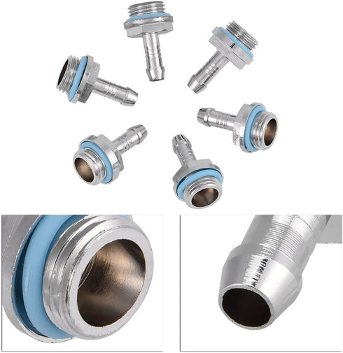 Wendry PC Water Cooling Barb Fitting, Two-Touch Fitting G1/4 Thread Barb Connector for Computer Cooling System(Pack of 6)(6mm)...