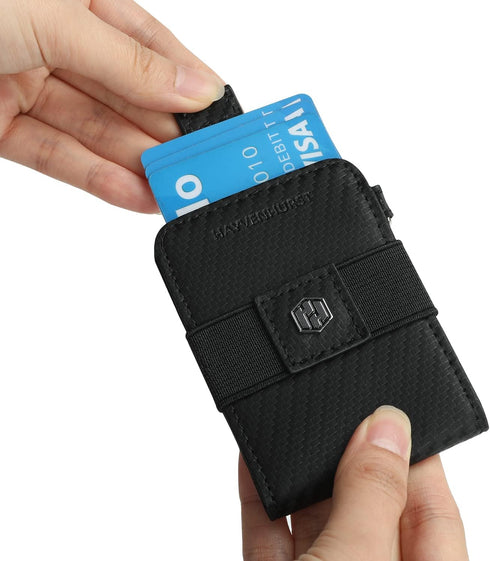 Hayvenhurst AirTag Wallet Holder - Minimalist Slim Front Pocket Wallet - Air Tag Genuine Leather Cash Credit Card Sleeve Wallet GPS Tracker (Black...