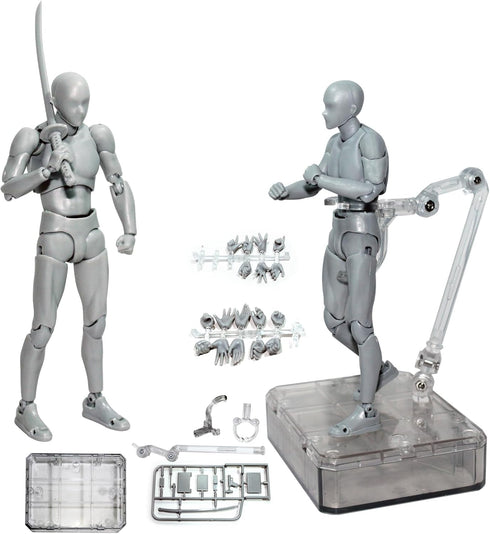Action Figures Body-Kun DX & Body-Chan DX PVC Figure Model Drawing for S H Figuarts with Box for Artists (Gray, Male)...