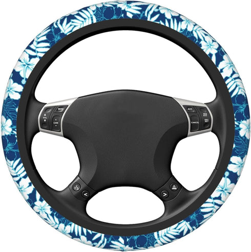 Hawaiian Hibiscus Flower Steering Wheel Cover Non-Slip Auto Steering Wheel Protector Car Accessories Universal Fit 15 Inches for Men Women...