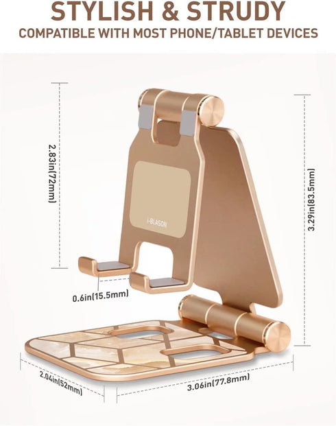 i-Blason Adjustable Foldable Portable Aluminium Phone Stand Desk Dock Compatible with Smartphones (Gold)......