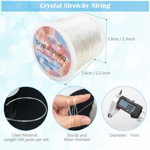 1mm Stretchy Bracelet String Elastic String for Bracelets Making, Crystal Clear String Elastic Cord Necklace Cord Bead Cord for Friendship Bracele...