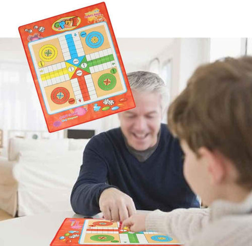 Ludo Board Game Set, 23.6 x 17.7inch Non-Woven Fabric Foldable Snakes and Ladders Ludo Game Set for Home Travel Entertainment...