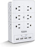 Multi Plug Outlet Surge Protector Nikleb, 12 Electrical Outlet Extender 3 Sided, Wall Outlet with 4 USB Charging Ports Total 4.8A, Plug Adapter 3 ...