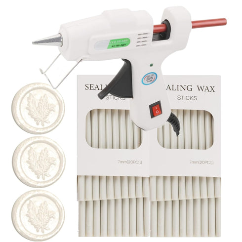 Wax Seal Sticks, ONWINPOR 40Pcs Pearl White Wax Sealing Sticks with 0.28'' Glue Gun, Glue Gun Wax Seal Sticks Set Great for Wax Seal Stamp, Weddin...