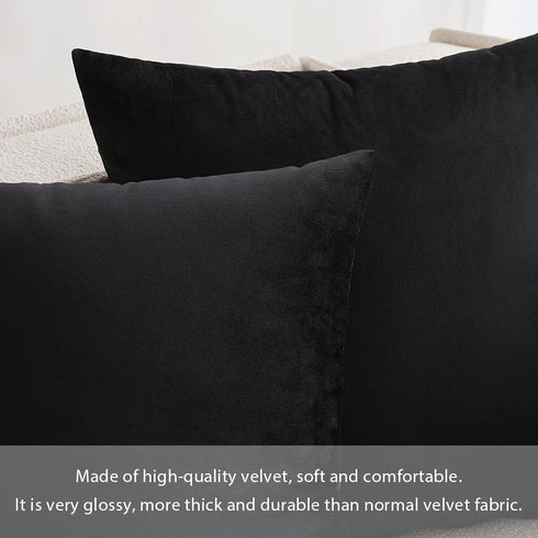 MIULEE Velvet Pillow Cover Soft Luxury Decorative Throw Pillow Cover Single Rectangle Cushion Case for Couch Sofa Bedroom Car Decor,12x20 Inch Bla...