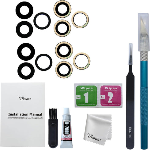 Rear Back Camera Lens Glass Replacement for iPhone 13 Pro & 13 Pro Max All Carriers Pre-Installed Adhesive with Installation Manual and Repair Too...
