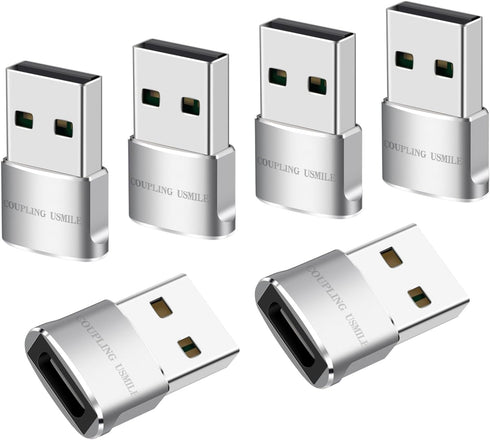 USB Male to USB C Adapter 6 Packs,USB to Type C Super Fast Charging/Transfer and OTG Function. Compatible with iPhone15 14 13 Plus Pro Max,iPad Pr...