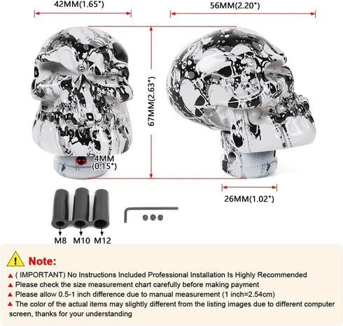muge racing Skull Shift Knob Transmissions Gear Shifter Knob Fit Most Manual Automatic Cars Truck SUV Black...