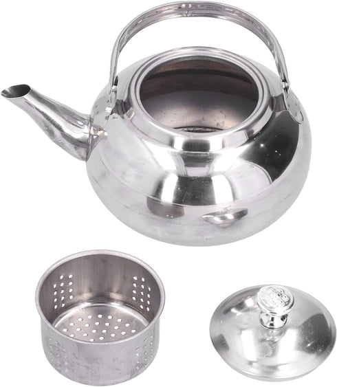 Stainless Steel Teapot, 6.3inch Coffee Pot Teapot Tea Kettle, Exquisite Teapot Coffee Pot with Tea Strainer for Home Restaurant...