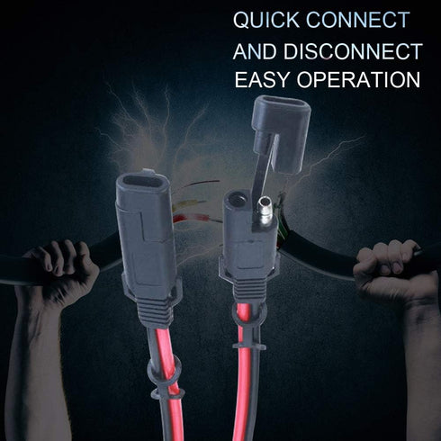 AEISVIK Battery Charging Cables SAE TO SAE 12V-24V Quick Disconnect Extension Cable 2 Pin With Dust Cap DC Connection Cord Plug 12 Feet 16AWG Gaug...