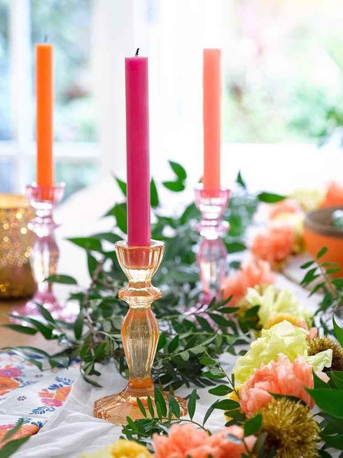 Talking Tables Boho Pink Glass Candlestick Holder Height 16cm One Size Glass Candle Holder,Large...