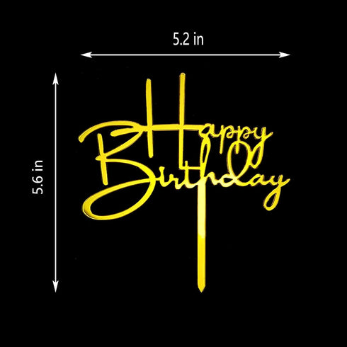 Happy Birthday Acrylic Cake Topper Decoration for Special Event (Mirror Gold)...