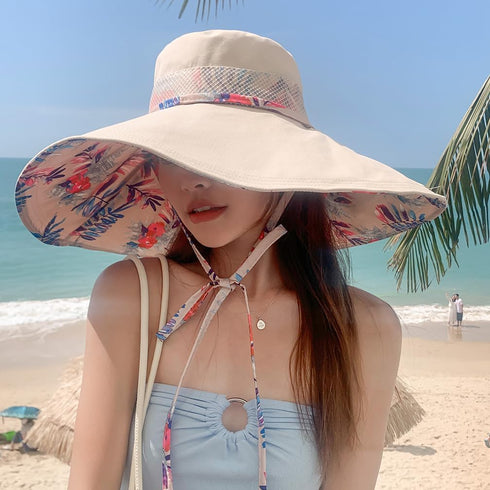 6" Extra Wide Brim Sun Hats UPF 50+ UV Protection Packable Beach Hat Strap Women...