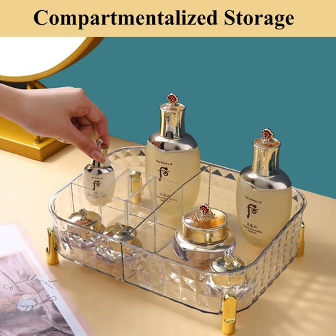 Makeup Organizer Countertop Bedroom Vanity Clear Skincare Organizer Cute Cosmetic Display Cases for Perfumes Lipsticks, Transparent White...