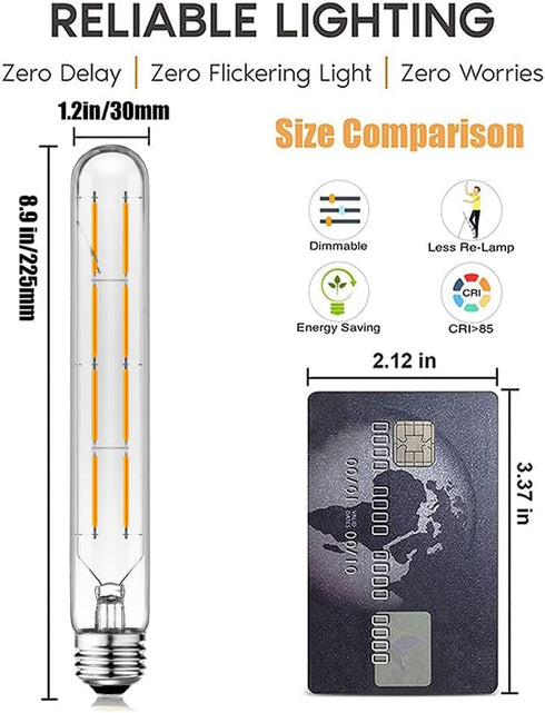 XININSUN T10 Led Bulbs,Long Tubular Led Light Bulbs, E26 Dimmable Tubular Bulb,Equivalent 75 Watt, E26 Edison Style Vintage LED Filament Light Bul...