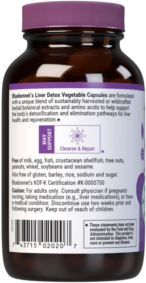 Bluebonnet Nutrition Liver Detox, Liver Health*, Antioxidant Protection*, Soy-Free, Gluten-Free, Kosher Certified, Non-GMO, Dairy-Free, 30 Vegetab...