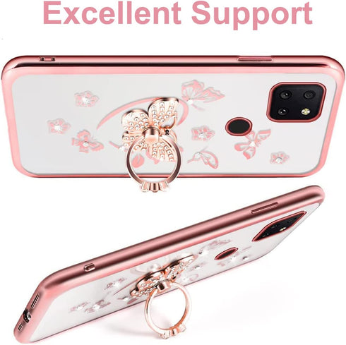 4 Pack Phone Ring Stand, Diamond Bling Butterfly Cell Phone Kickstand Grip, 360 Rotation Universal Multi Angle Metal Phone Ring Holder (2 Butterfl...