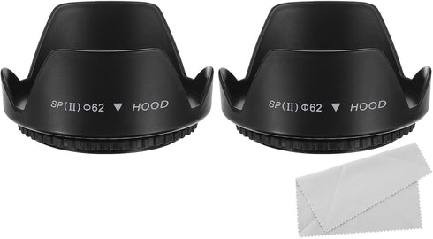 PATIKIL 62mm Camera Lens Hood, 2Pcs Flower Lens Hood Protector with Cloth for Anti-Reflection Blocks Excess Sunlight Enhance Camera Photography fo...