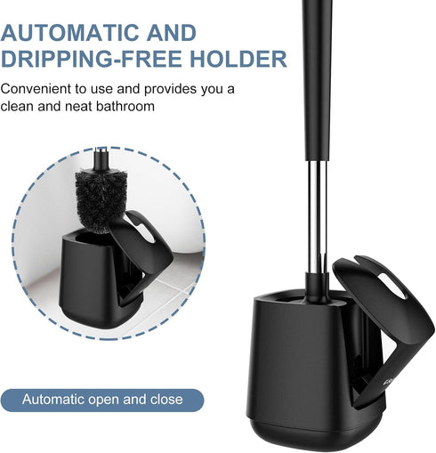 SetSail Toilet Brush and Holder, Automatic Toilet Bowl Brushes for Bathroom Ventilated Toilet Brush for Toilet Scrubber Cleaning-Black...