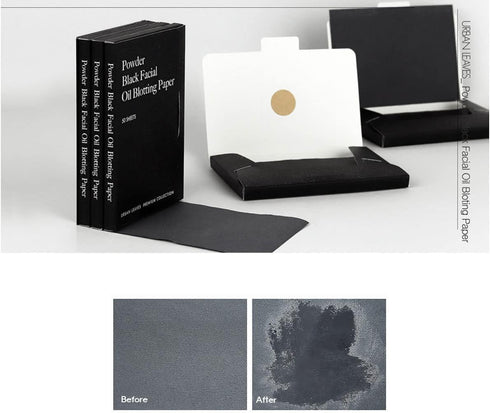 Premium Collection Oil Control Paper, Blotting Paper, Absorbing Sheets for Oily Skin Care (size 3.5" x 2.4") Made in Korea (Powder Black)...