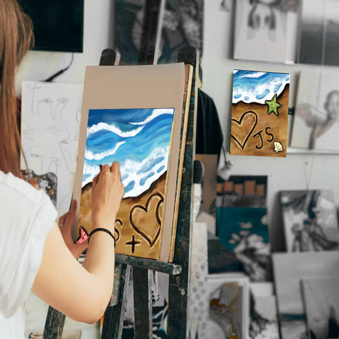 2 Pack Paint and Sip Canvas Painting Kit Pre Drawn Canvas for Painting for adults Stretched Canvas Couples Games Date Night Summer Beach Vows Anni...