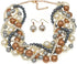 Womens Multi strand Chunky Statement Pearl Necklace Choker for Women Bride Wedding Jewelry set...